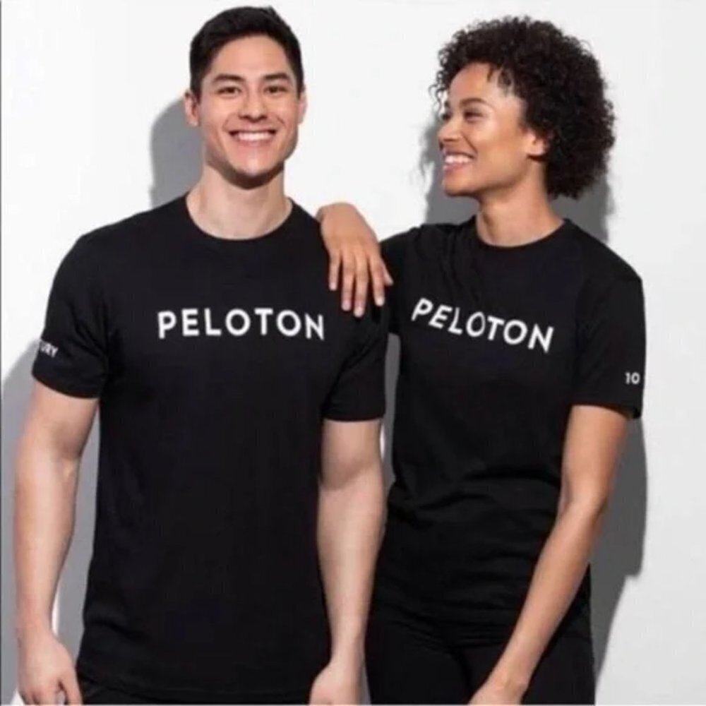 Peloton Black & White Lettered Logo Century Short Sleeve T-Shirt 100 Ride XS